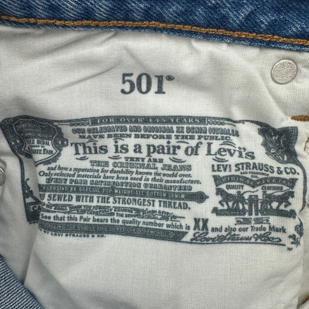 Levi's 501 Jeans Mens W29 L30 Blue Distressed Straight Leg Denim Casual - Picture 6 of 14